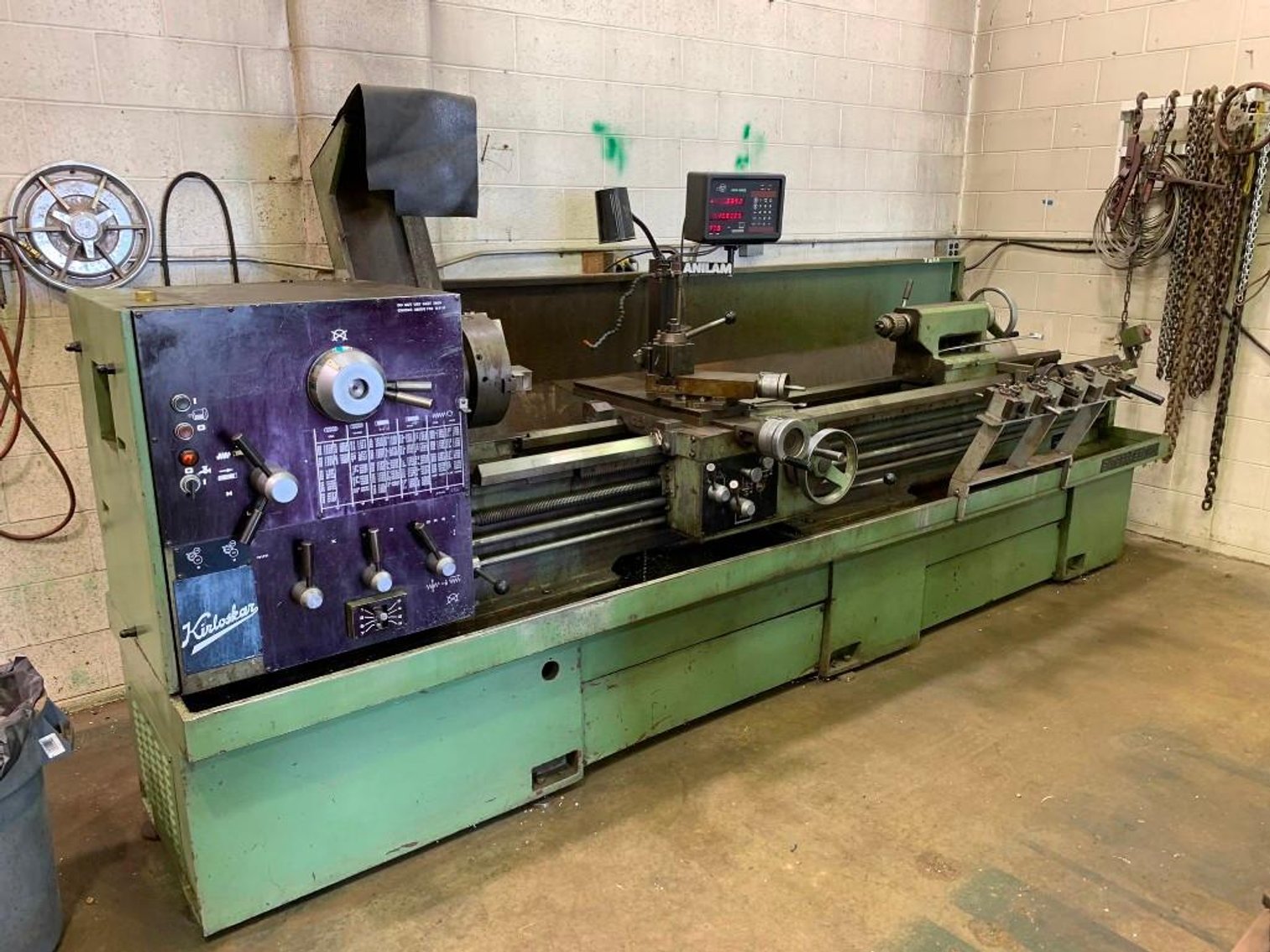 1988 Enterprise 1810 Engine Lathe, Rockwell 70-400 4 Bank Drill Press, 14' Jib Crane, 1/2 Ton Chain Hoist