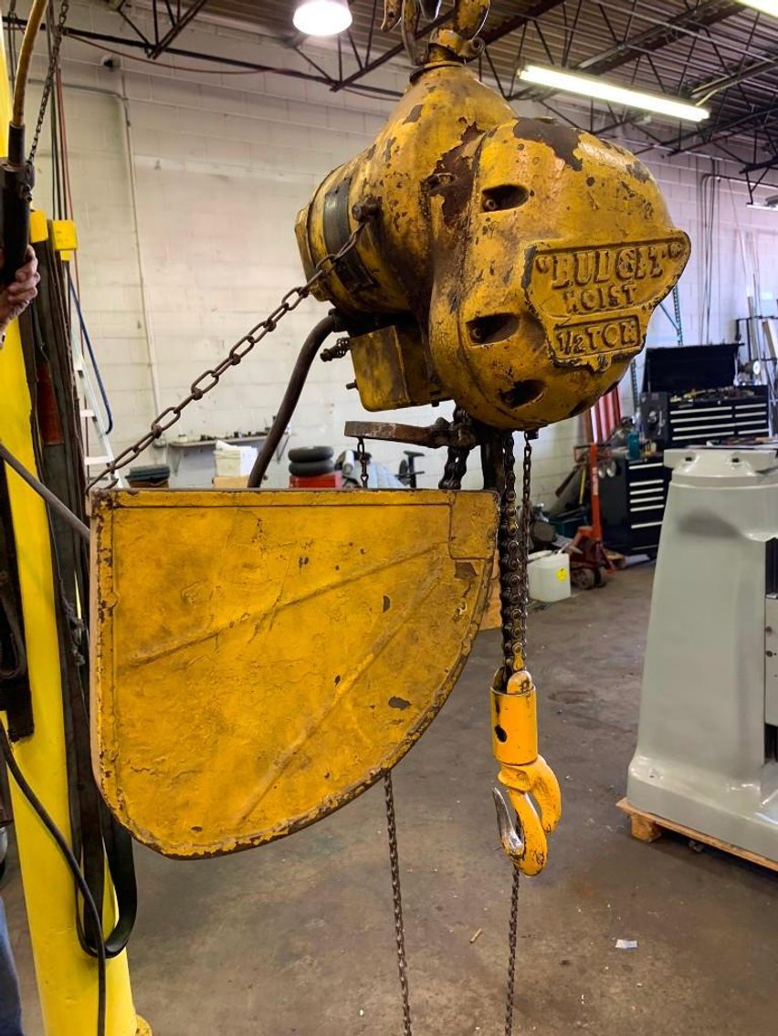 1988 Enterprise 1810 Engine Lathe, Rockwell 70-400 4 Bank Drill Press, 14' Jib Crane, 1/2 Ton Chain Hoist