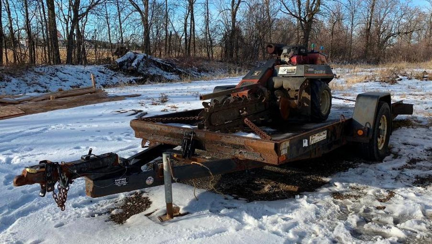 Felling Tilt Trailer, Ditch Witch 1820, & Knaack Gang Box