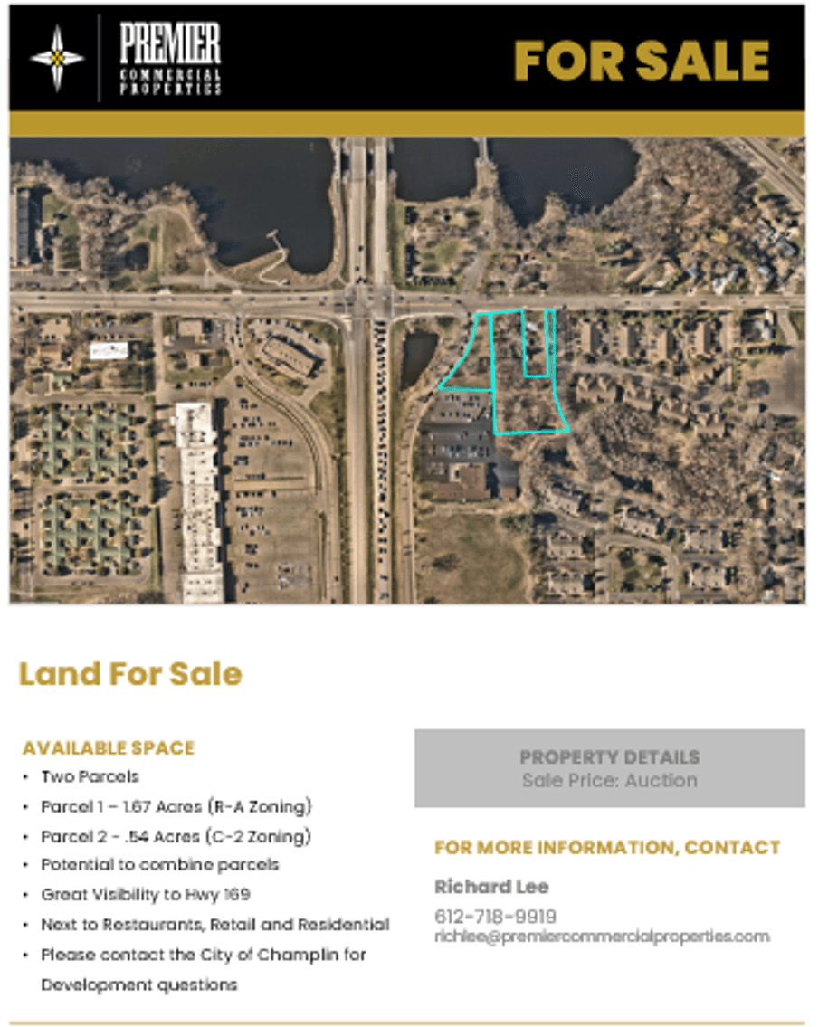 2 Parcel Land Auction Champlin MN