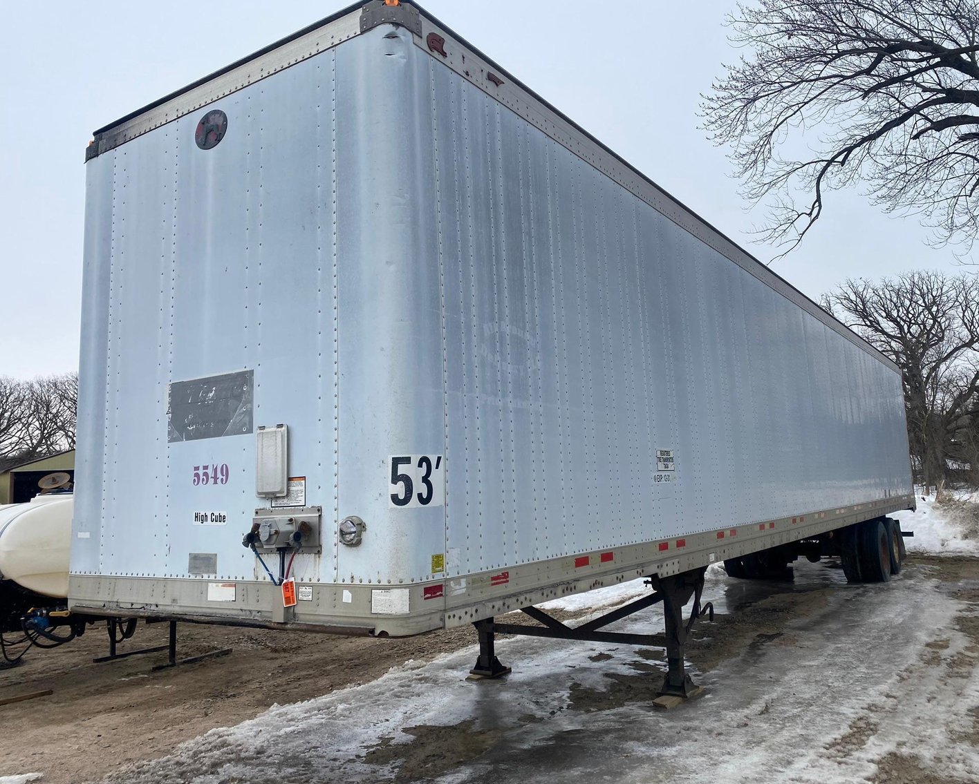 Farm Machinery: John Deere Plow & Disc., Sprayer, Semi Trailer, International Truck