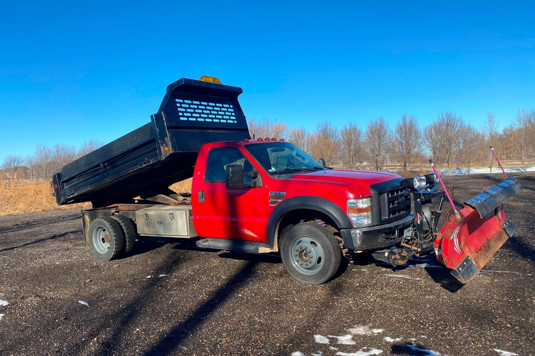 2010 Ford F-550 Super Duty With 11' Dump Box With Plow & Bobcat 763 Skid Steer