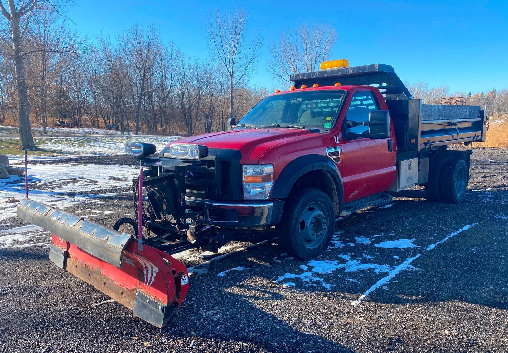 2010 Ford F-550 Super Duty With 11' Dump Box With Plow & Bobcat 763 Skid Steer