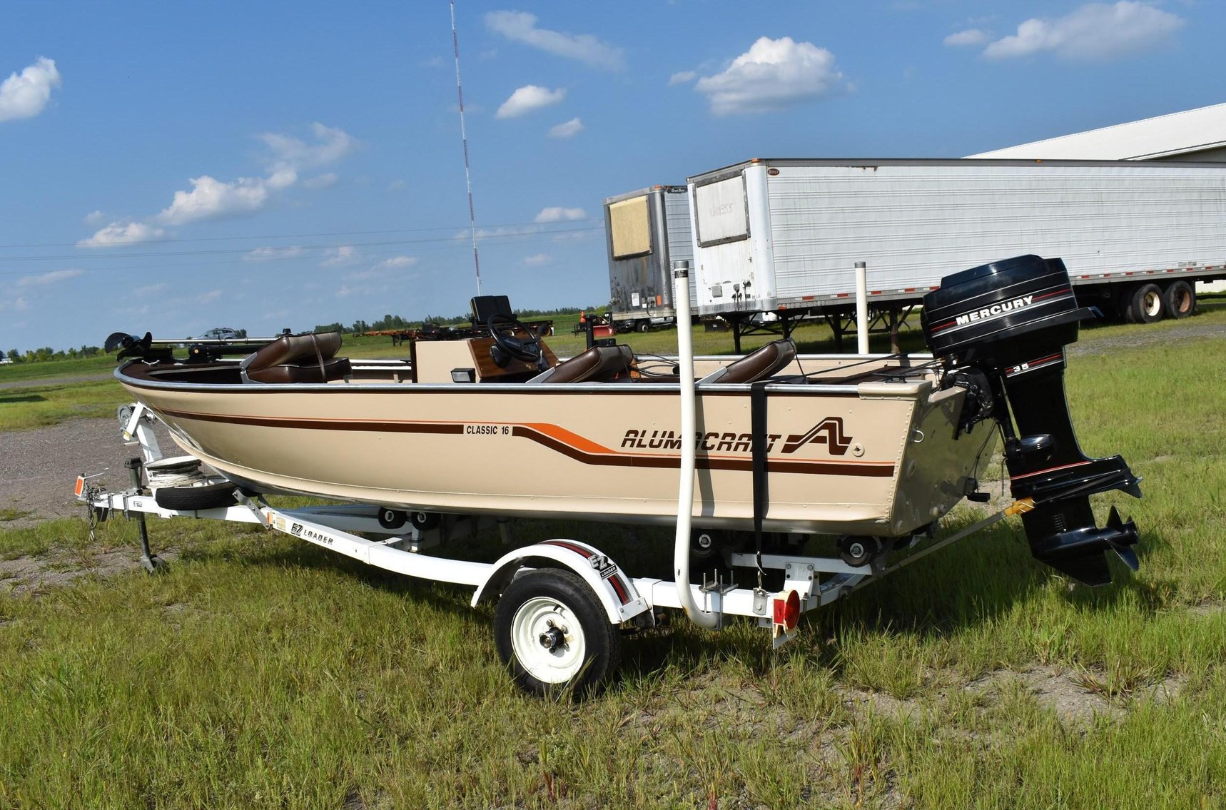 1987 Alumacraft Classic 16' Fishing Boat & 1987 EZ Loader Roller Trailer