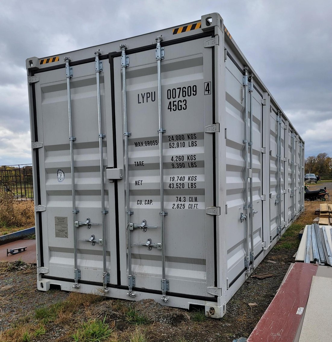 New 40' Sea Container, New Storage Buildings & Tool Benches