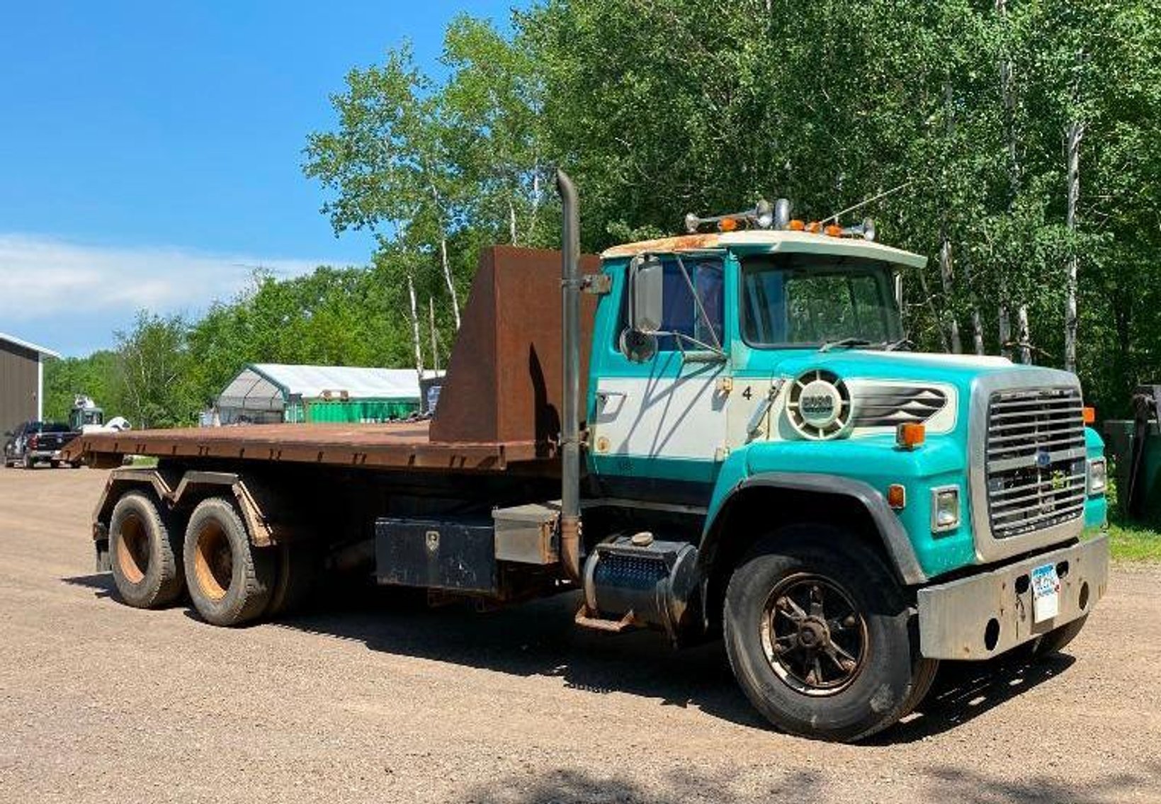 1984 Ford 8000 Roll Off Dumpster Truck, Cable Hook Flatbed, 20 & 30-Yard Dumpsters