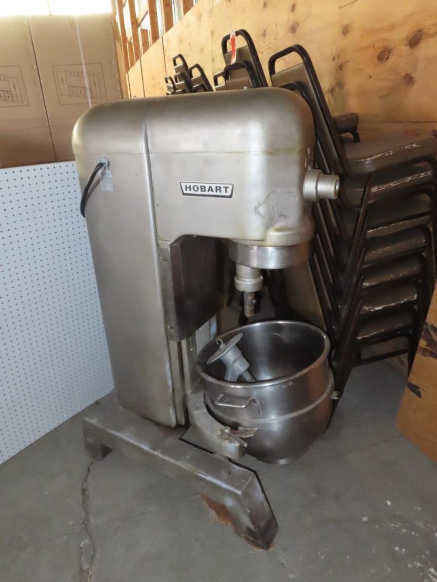 Hobart 60 Quart Mixer, (2) Dough Rollers and Chairs