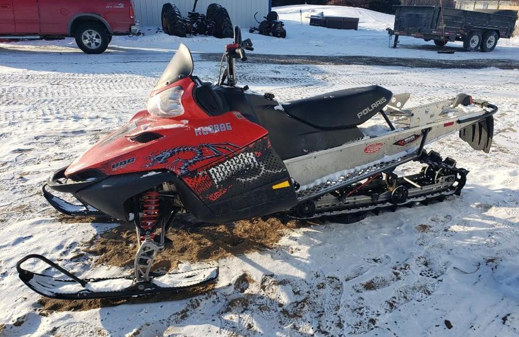 2008 Polaris Snowmobile, 2018 Husqvarna Dirtbike, 1996 Dodge Dakota & Vehicles