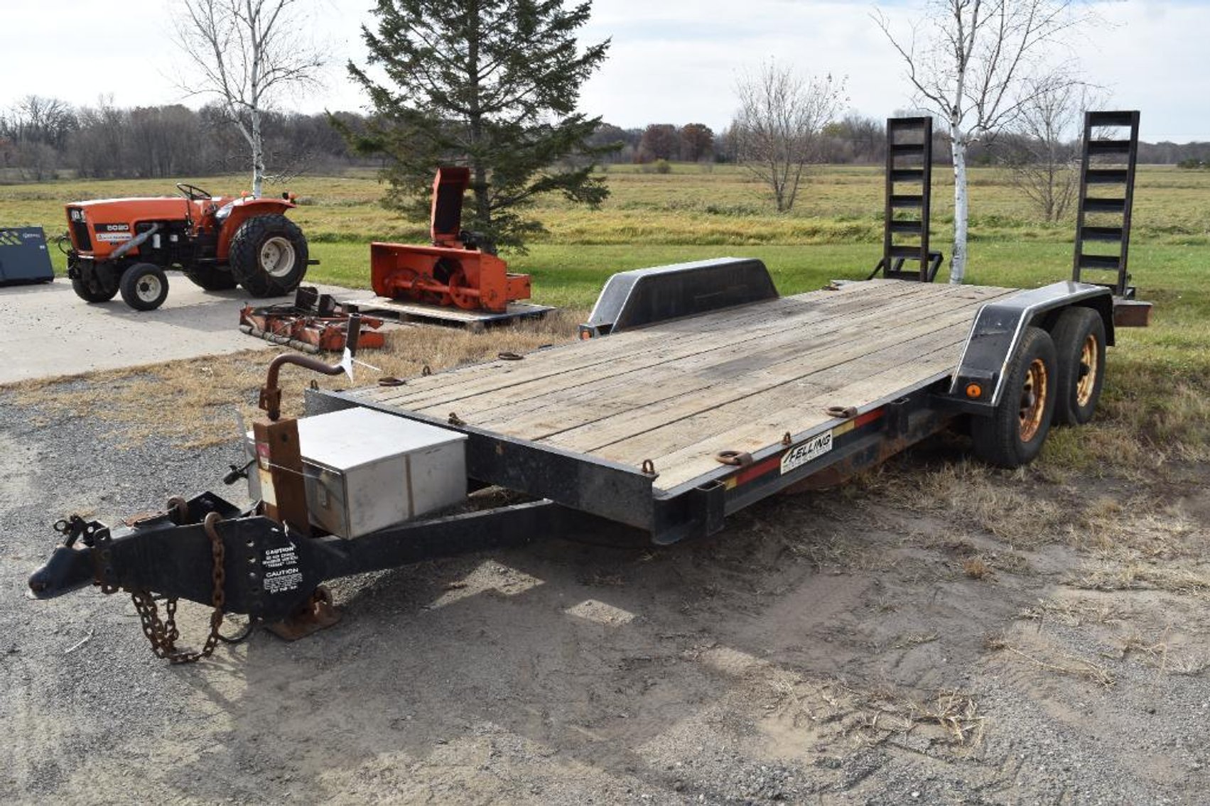 Allis Chalmers 5020 Tractor With Attachments & 1999 Felling 18' Car Hauler