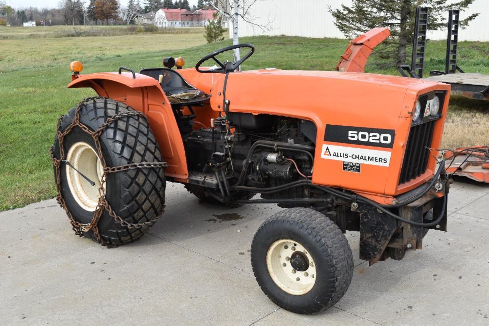 Allis Chalmers 5020 Tractor With Attachments & 1999 Felling 18' Car Hauler