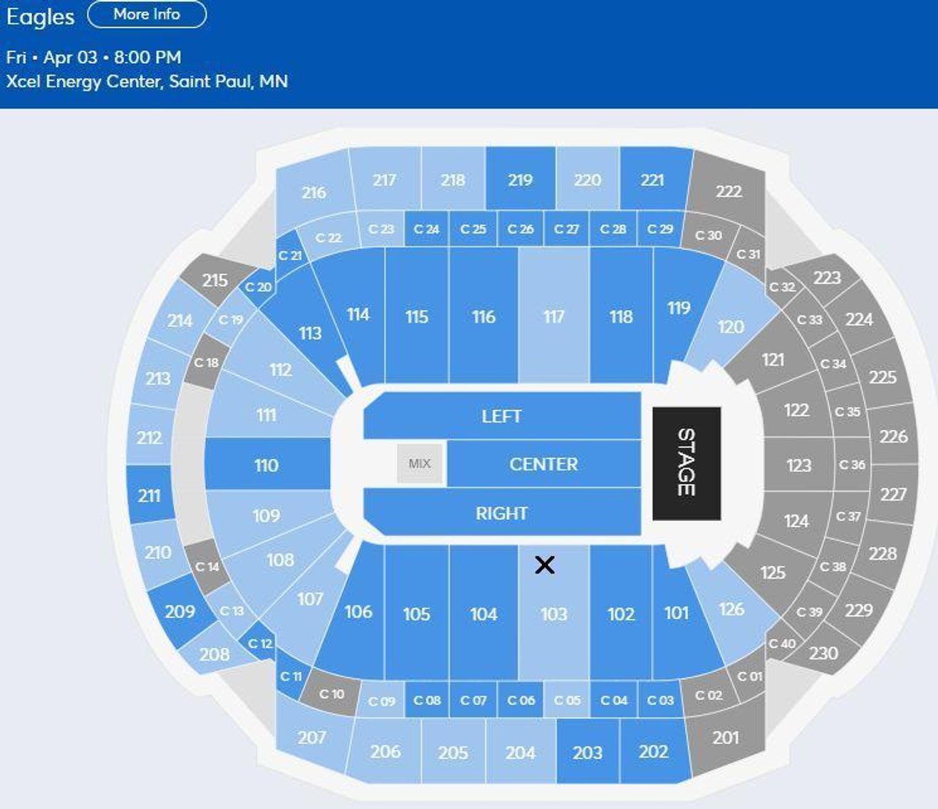 (2) Eagles Concert Tickets For Friday, April 3, 2020 - Lower Level Sec 103 Row 6 - No Reserve