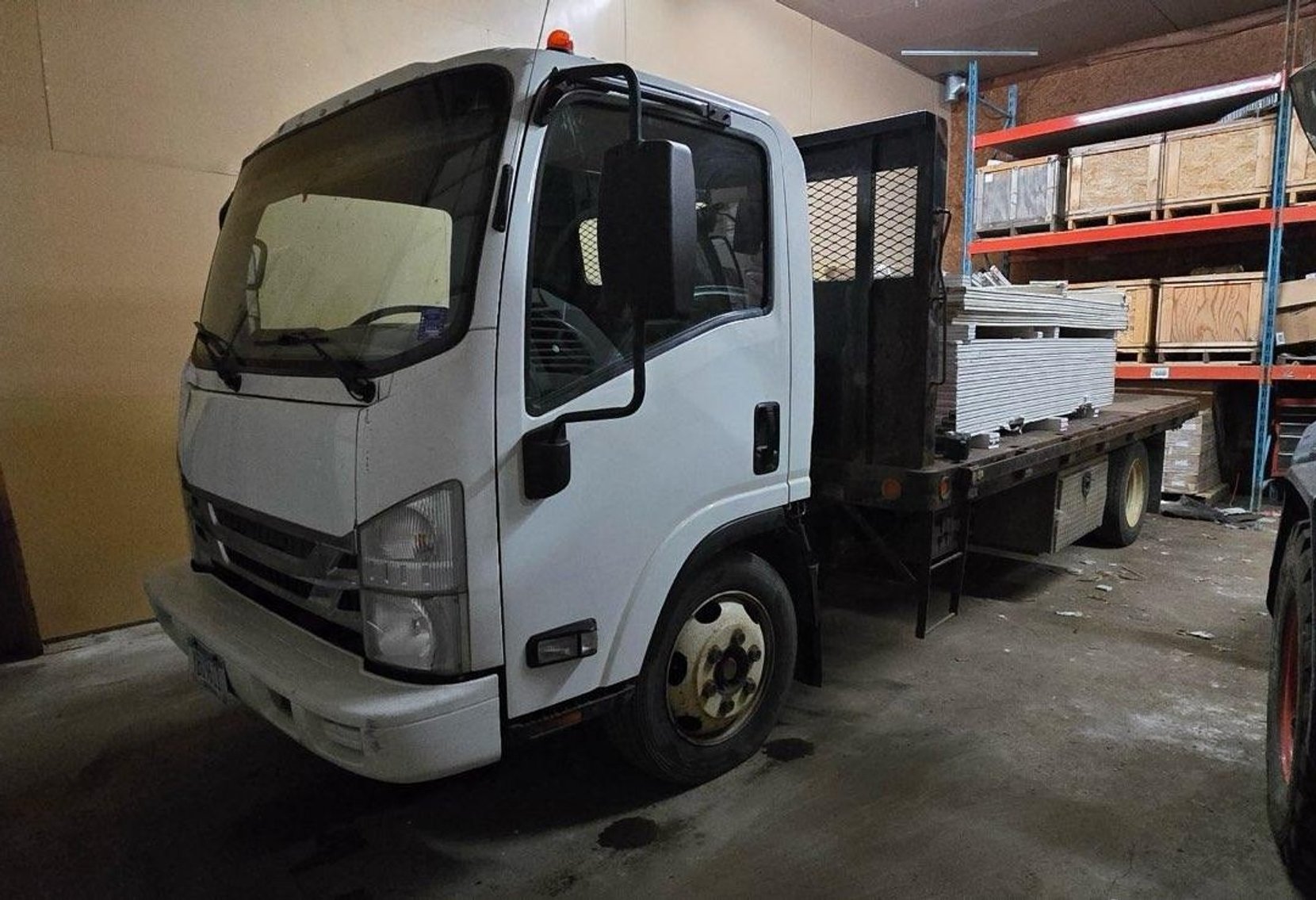 2015 Isuzu NPR Flatbed Truck, Steel Studs, Galvanized Ceiling Wire, C Tracks, & Channel